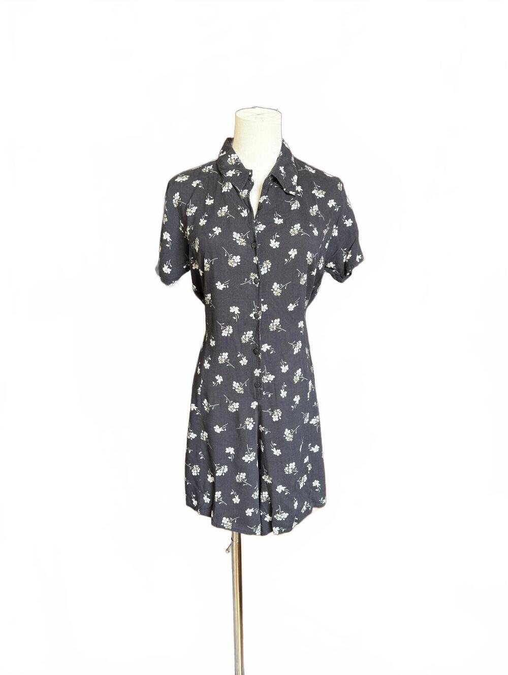 Honors Black Floral Rayon Romper